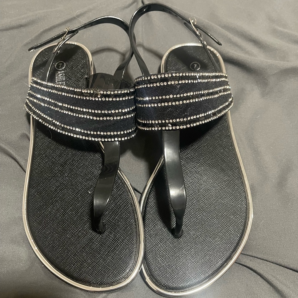 Embellished Black Women's Slingback Sandals